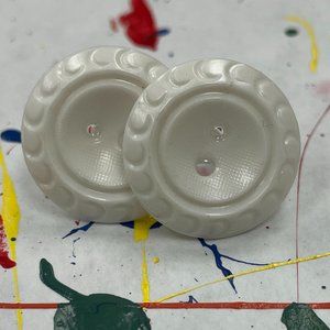 Posh white button earrings
